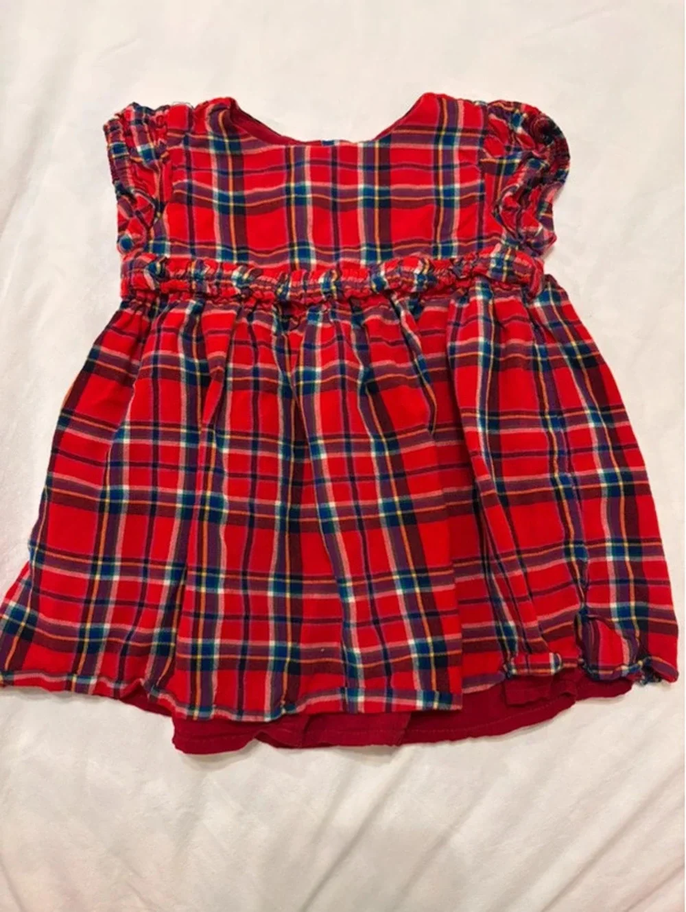 Gymboree Holiday Red Plaid Ruffle Dress 12–18 Months Christmas Rayon